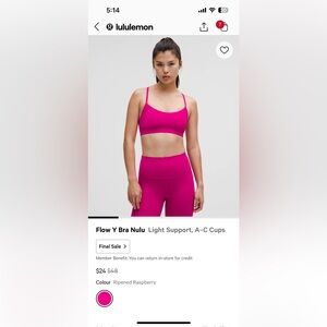 Lululemon Flow Y Bra Nulu